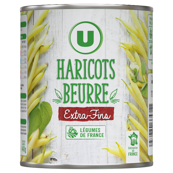 U Haricots beurre extra-fins - Boîte de 440g net égoutté