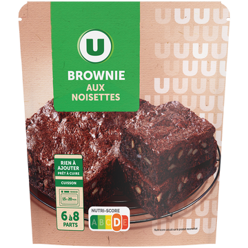 U Préparation Brownies aux éclats de noisettes  doy pack de 500g