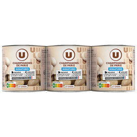 U Champignons miniatures - 3  boîtes de 115g net égoutté