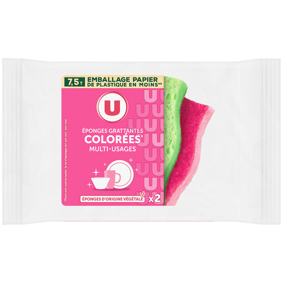 U Eponge grattante colorée multi-usage - x2