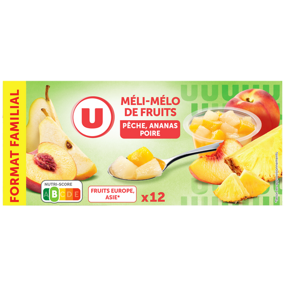 U Coupelles méli mélo de fruits - 12x65g, 780g