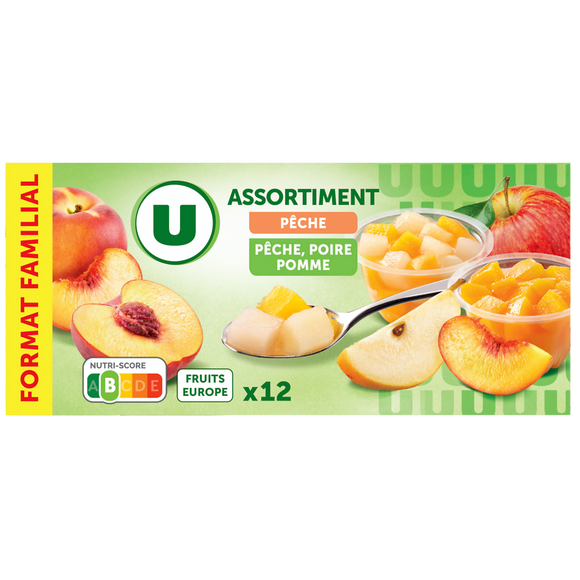 U Coupelles pêches et fruits du verger 12x65g 780g