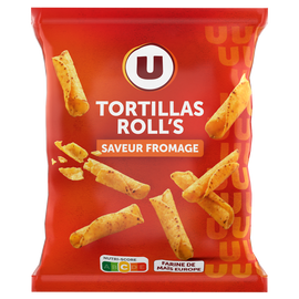 U Tortillas chips roll's goût fromage paquet de 125g