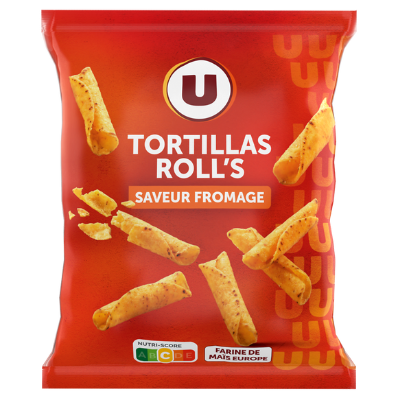 U Tortillas chips roll's goût fromage paquet de 125g