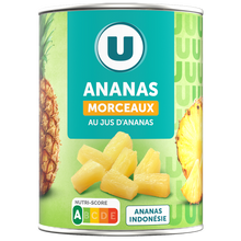U Ananas Morceaux Pur Jus - boite 3/4 - 340g