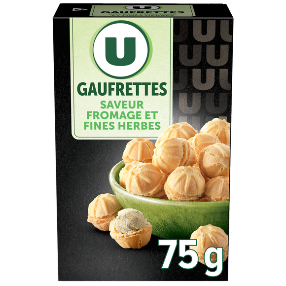 U Biscuits apéritifs Gaufrettes goût fromage et fines herbes 75g