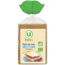 U BIO Pain de mie spécial sandwich nature grandes tranches 500g