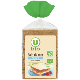 U BIO Pain de mie spécial sandwich nature grandes tranches  500g