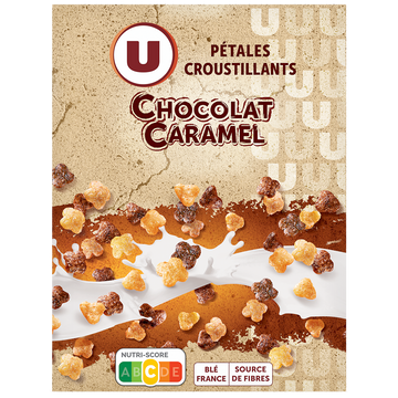 U Céréales Pétales croustillantes chocolat caramel  paquet de 375g
