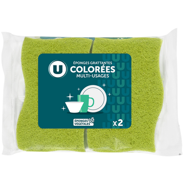 U Éponges grattantes végétales colorées pour toutes les surfaces  x2