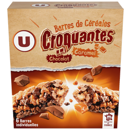 U Barres croustilllantes au caramel et chocolat  6 unités, 126g