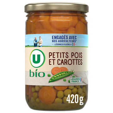 U BIO Petits pois et carottes à l'étuvée - Bocal 420g