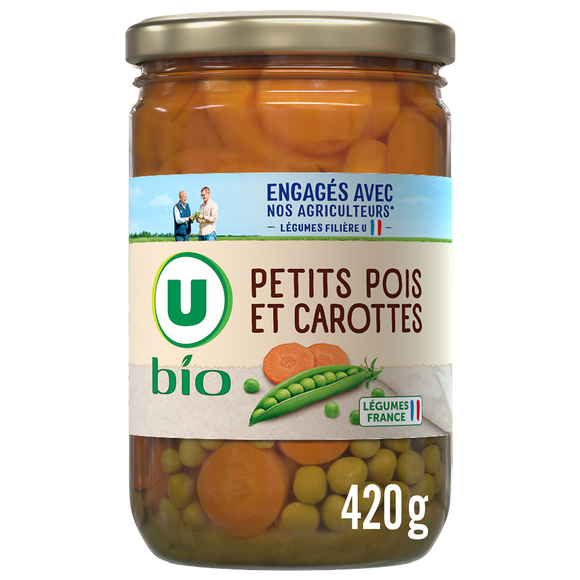 U BIO Petits pois et carottes à l'étuvée - Bocal 420g