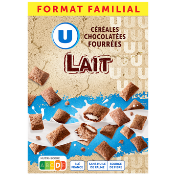 U Céréales chocolatées fourrées au lait - paquet 600g