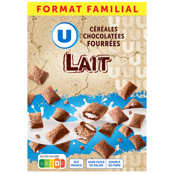 U Céréales chocolatées fourrées au lait - paquet 600g