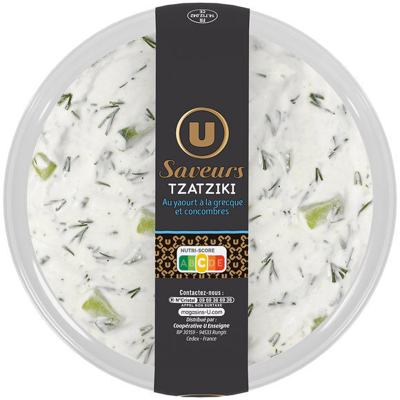 U SAVEURS Tzatziki yaourt grec et concombre, 175g
