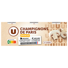 U Champignons émincés 1er choix - 3 boîtes de 115g net égoutté