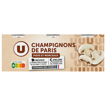 U Champignons de Paris pieds & morceaux - 3 boîtes de 115g