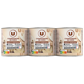U Champignons de Paris pieds & morceaux - 3 boîtes de 115g