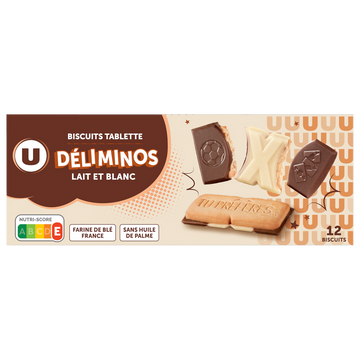 U Biscuits avec tablette chocolat au lait et blanc - 150g