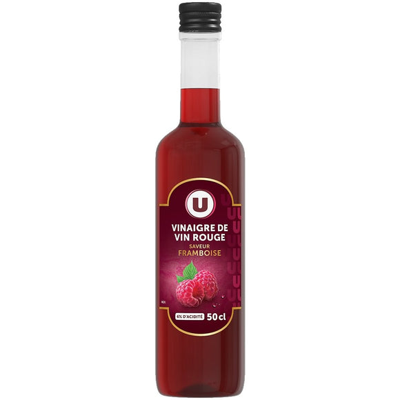 U Vinaigre de vin rouge framboise 6°, bouteille 50cl