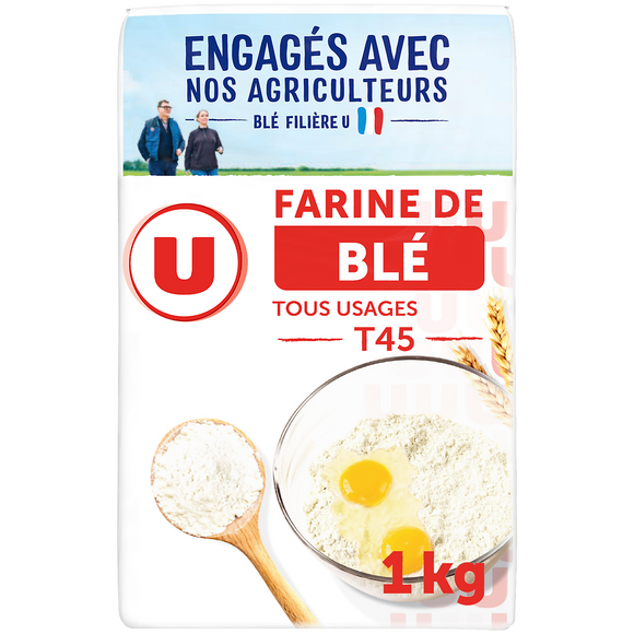 U Farine de blé pâtissière T45 paquet de 1Kg