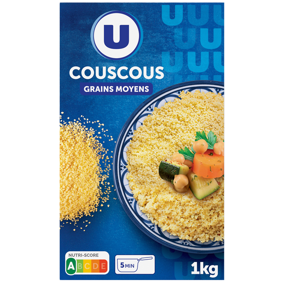 U Graine de couscous grains moyens  étui de 1kg