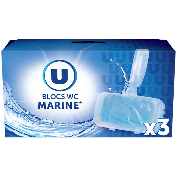 U Bloc wc solide parfum marine 3x40g