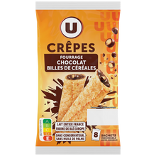 U Crêpes fourrées chocolat et céréales U x8 256g