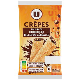 U MAT ET LOU Crêpes fourrées chocolat et céréales - x8 256g