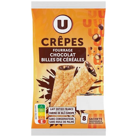 U MAT ET LOU Crêpes fourrées chocolat et céréales - x8 256g