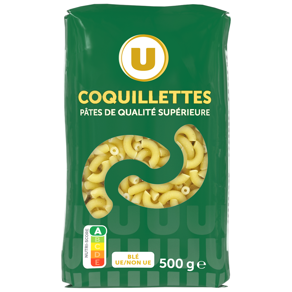 U Coquillette qualité supérieure, paquet cello de 500g