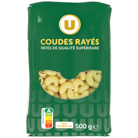 U Coudes rayés qualité supérieure, paquet cello de 500g