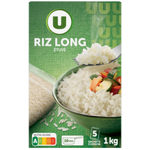 U Riz long grain étuvé 10 minutes étui de 5 sachets cuisson, 200g