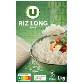 U Riz long grain étuvé 10 minutes  étui de 5 sachets cuisson, 200g