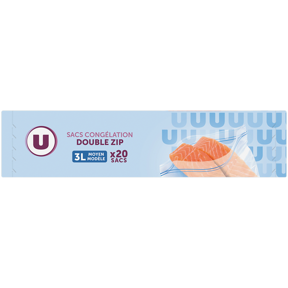 U Sacs congélation taille moyenne fermeture zip x20