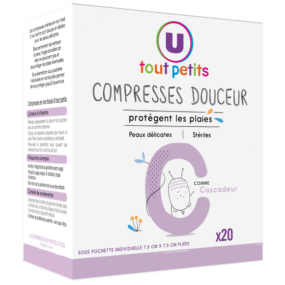 U TOUT PETITS Compresses douceur bébé 15cmx30cm - x20