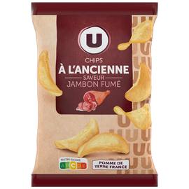 U Chips à l'ancienne saveur jambon fumé  sachet de 135g