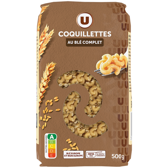 U Coquillette au blé complet  sachet de 500g