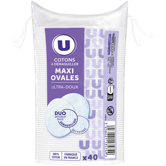 U Disque à démaquiller maxi ovale  x40