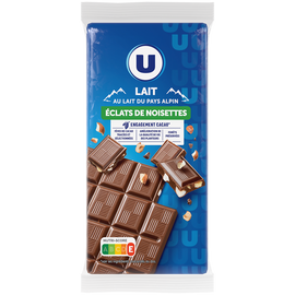 U Chocolat au lait avec éclats de noisettes  3 Tablettes de 100g