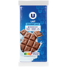 U Chocolat au lait fourré lait 2 Tablettes de 100g