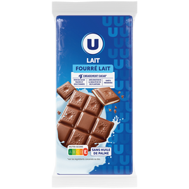 U Chocolat au lait fourré lait  2 Tablettes de 100g
