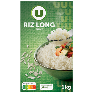U Riz long grain étuvé 10 minutes  étui vrac de 1kg