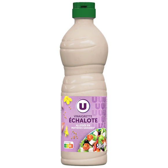 U Vinaigrette allégée en matières grasses à l'échalote  bouteille de 500ml