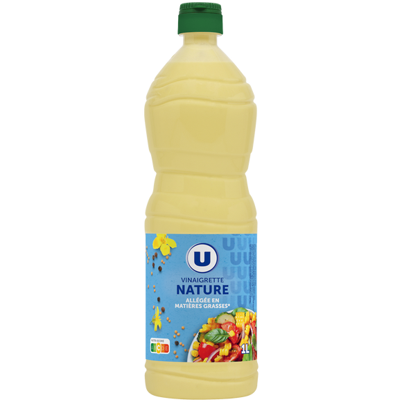 U Vinaigrette nature allégée en matières grasses  bouteille de 1 litre