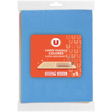 U Carrés vaisselle colorés super absorbants x5