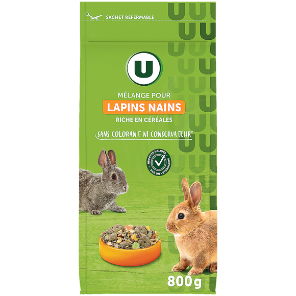 U Mélange pour lapins nains aux céréales 800g