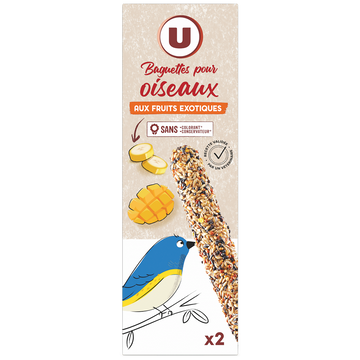 U Baguette aux fruits exotiques pour oiseaux  2 paquets de 60g