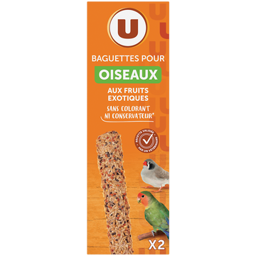 U Baguette aux fruits exotiques pour oiseaux 2 paquets de 60g